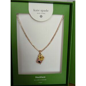 Kate Spade New York x Fenty French Fry Pendant Necklace Gold Tone 16" With 3" Ex